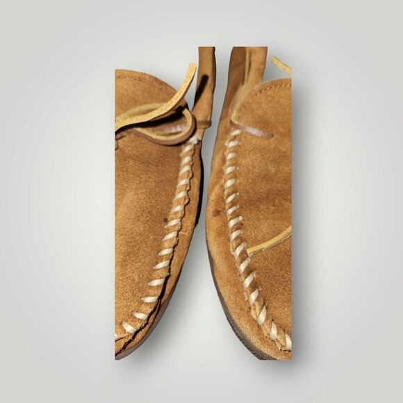 Minnetonka Brown Suede Moccasin Slippers Pile Lined Hard Soled 3902 11 - Picture 9 of 12